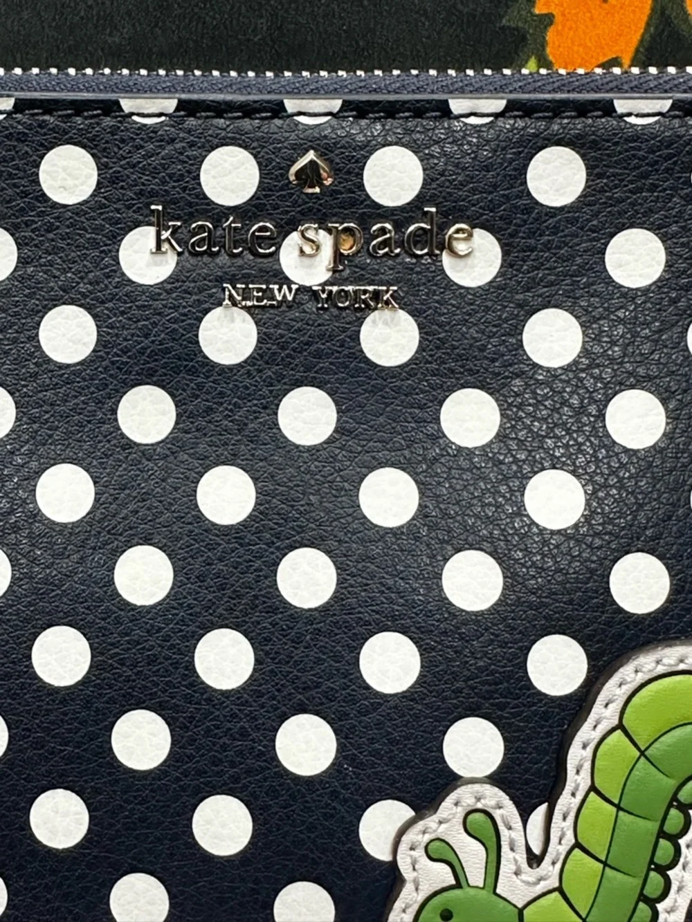 Kate Spade Inchworm Polka Dot L Zip Wristlet NWT Enchanted Forest Novelty